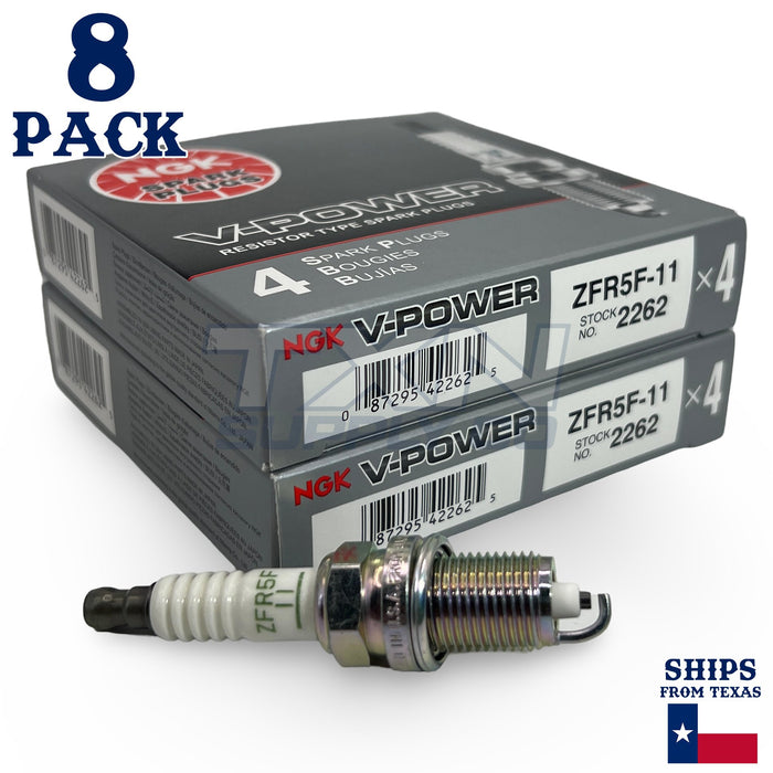 8 Pack NGK V-Power 2262 Spark Plugs ZFR5F-11 ps