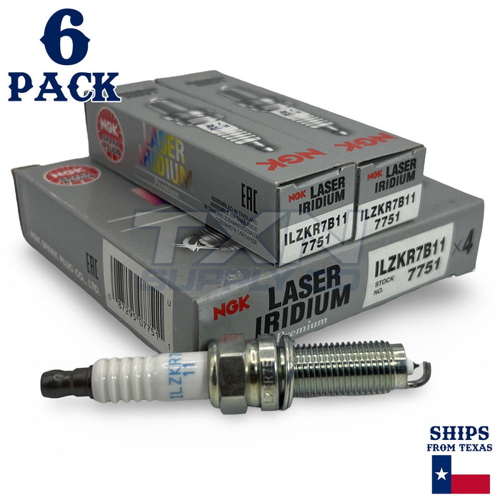 6 Pack NGK V-Power 7751 Spark Plugs ILZKR7B11 ps