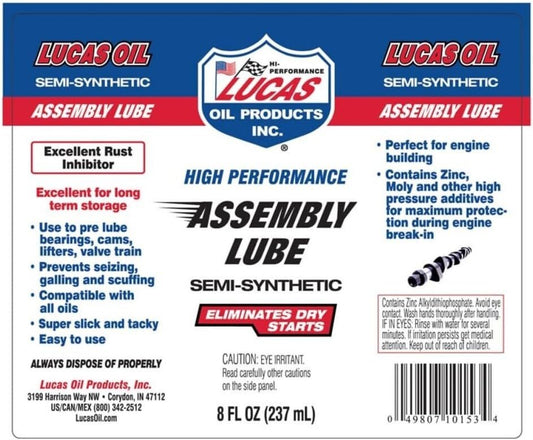 Lucas Oil 10153 High Performance Assembly Lube 8oz - 3 Pack