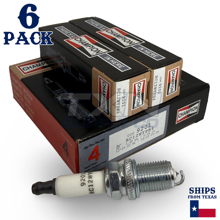 Champion 9201 Iridium Spark Plugs RC12WYPB4 - 6 Pack