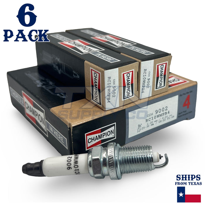 Champion 9002 Iridium Spark Plugs RC10WMPB4 - 6 Pack