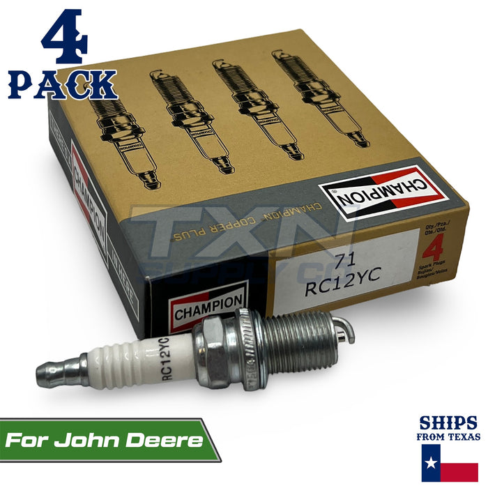 4 Pack Champion Spark Plug - For John Deere Lawn Tractor L111 M78543