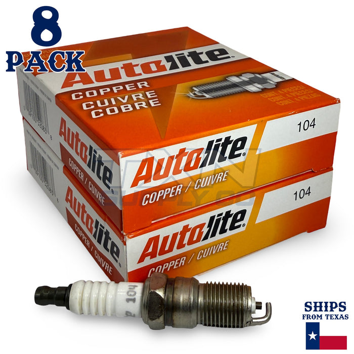 8 Pack Autolite 104 Copper Core Spark Plugs ps