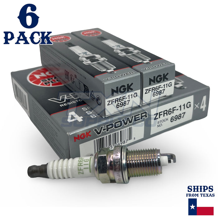 NGK V-Power Spark Plug ZFR6F-11G (6 Pack) Compatible with JEEP LIBERTY LIMITED 2002-2012 3.7L/226