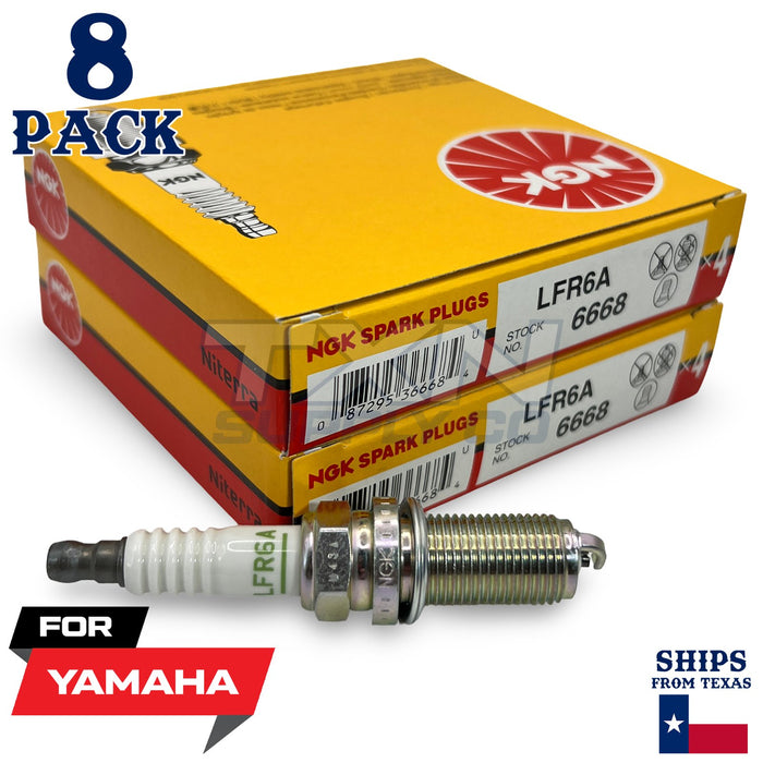 8 NGK 6668 Spark Plugs LFR6A - For Yamaha HO & SHO VX FX FZR FZS VXR VXS