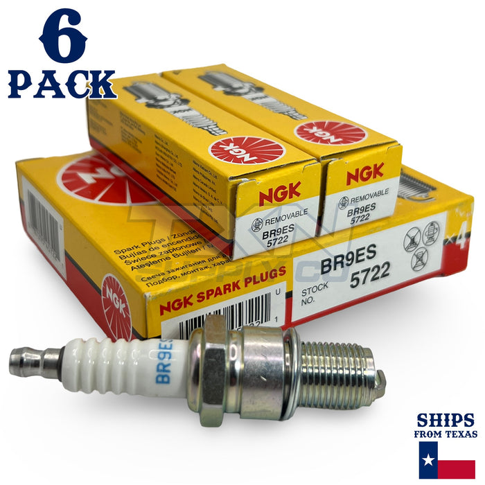 6 Pack NGK V-Power 5722 Spark Plugs BR9ES ps