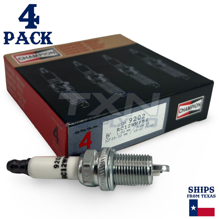 Champion 9202 Iridium Spark Plugs RC12WMPB4 - 4 Pack