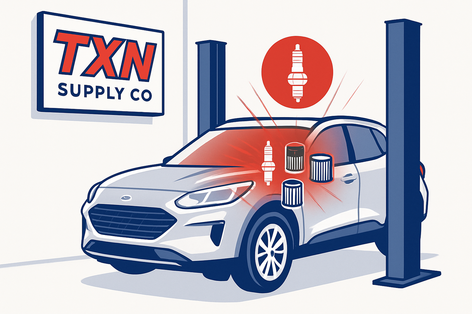 Ford Escape Tune-Up Checklist: Spark Plugs, Coils, and Filters — Texan Supply original illustration