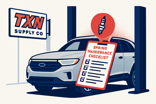 Spring Car Maintenance Checklist: Get Your Vehicle Ready for Warmer Weather — Texan Supply original illustration