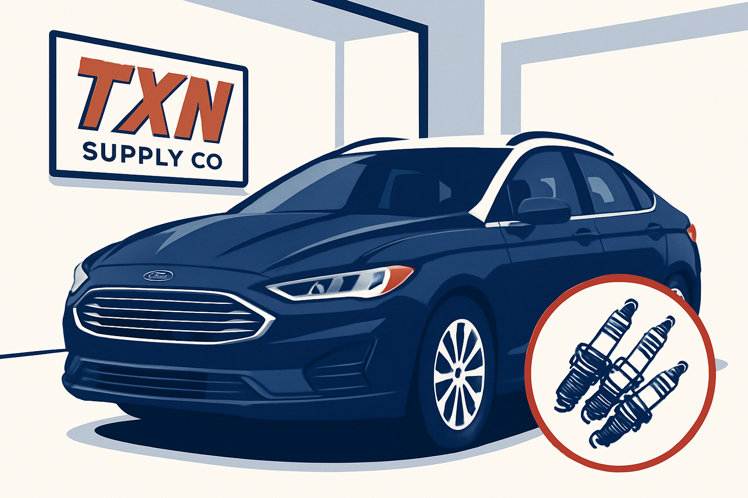 How Often to Change Spark Plugs on a Ford Fusion — Texan Supply original illustration