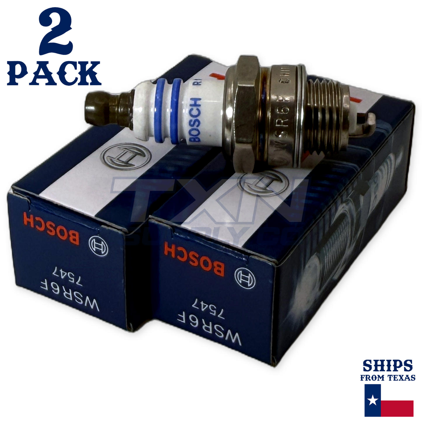 2 Pack Bosch 7547 WSR6F Copper with Nickel Spark Plugs