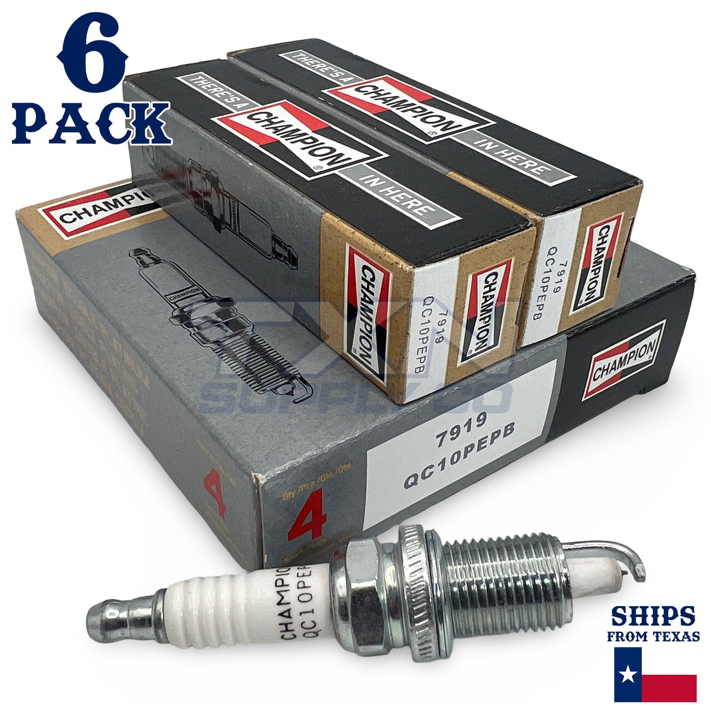 Champion 7919 Double Platinum Spark Plug QC10PEPB - 6 Pack