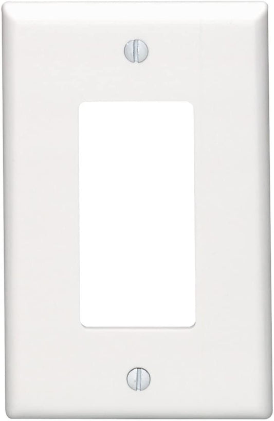 Leviton 80601-W 1-Gang Decora/GFCI Device Wallplate, Midway Size, Thermoset, Device Mount, White