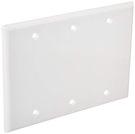 Leviton 3-Gang No Device Blank Wallplate, Standard Size, Thermoset, Box Mount, 88033, White