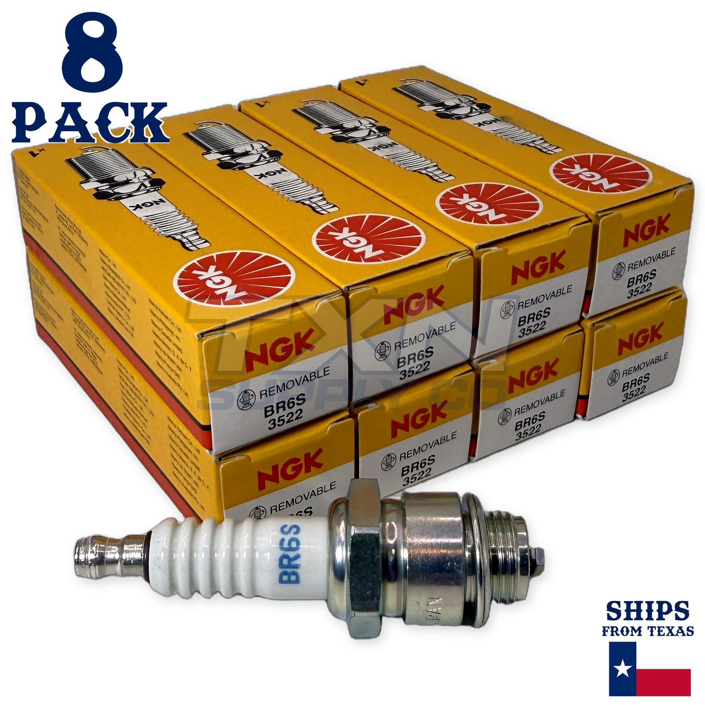 NGK 3522 BR6S Spark Plugs 8 Pack