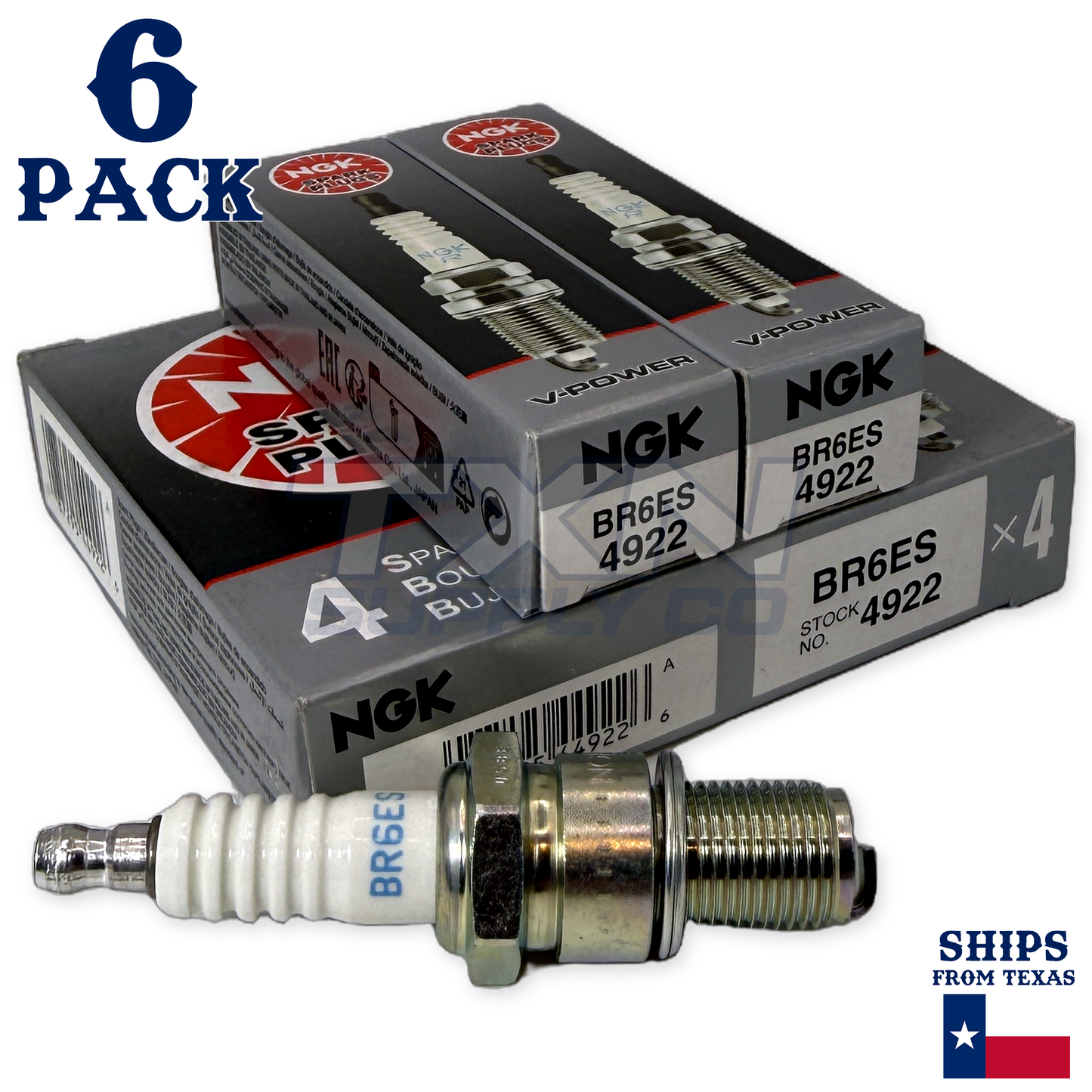 NGK 4922 BR6ES Spark Plugs 6 Pack