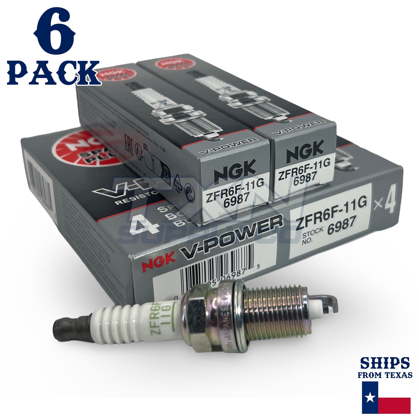 NGK V-Power Spark Plug ZFR6F-11G (6 Pack) Compatible with JEEP LIBERTY LIMITED 2002-2012 3.7L/226