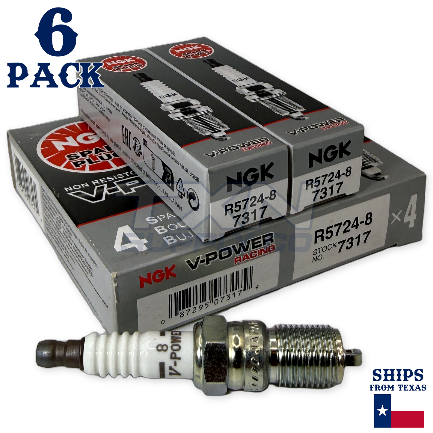 NGK 7317 R5724-8 Spark Plugs 6 Pack