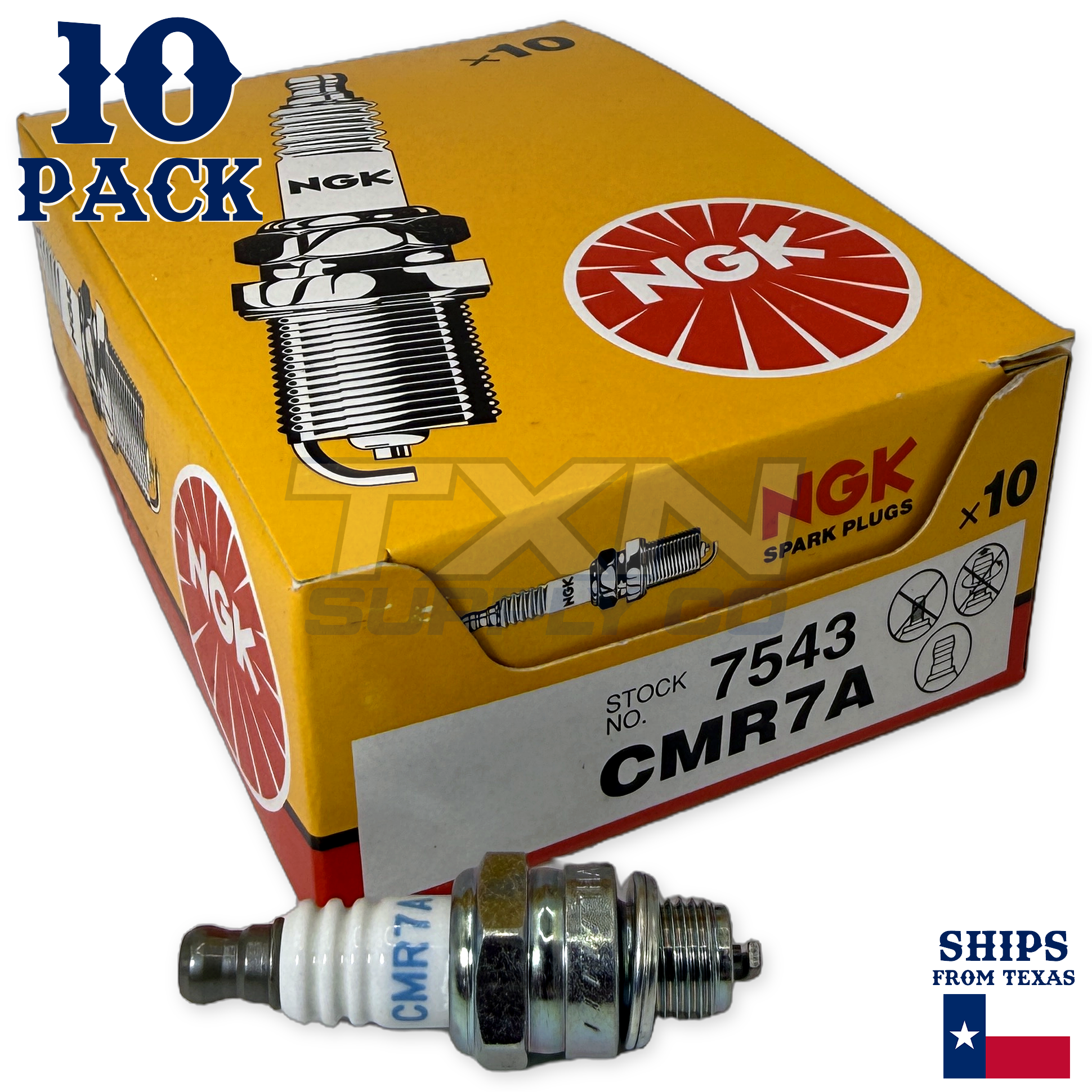 NGK 7543 CMR7A Spark Plugs 10 Pack