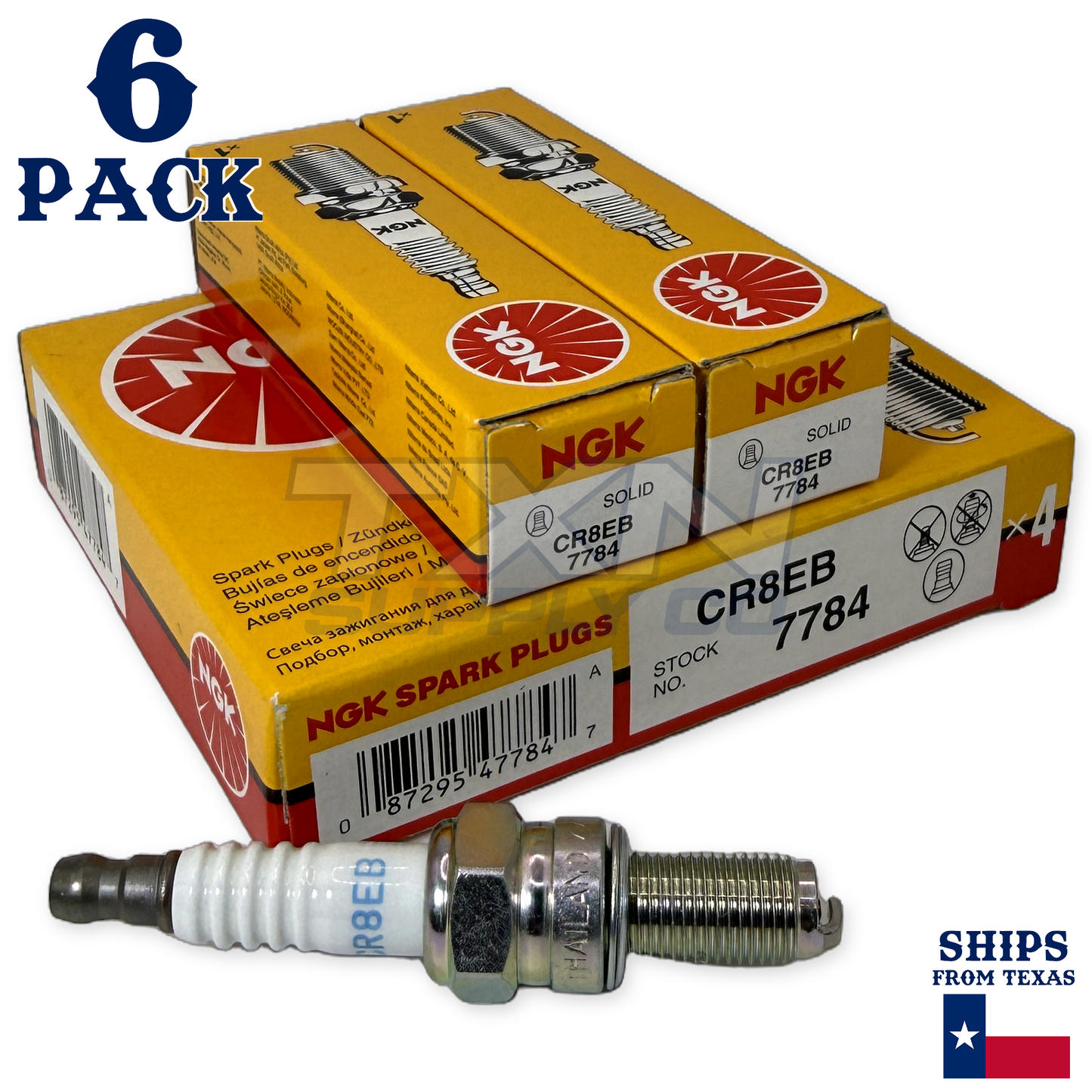 NGK 7784 CR8EB Spark Plugs 6 Pack