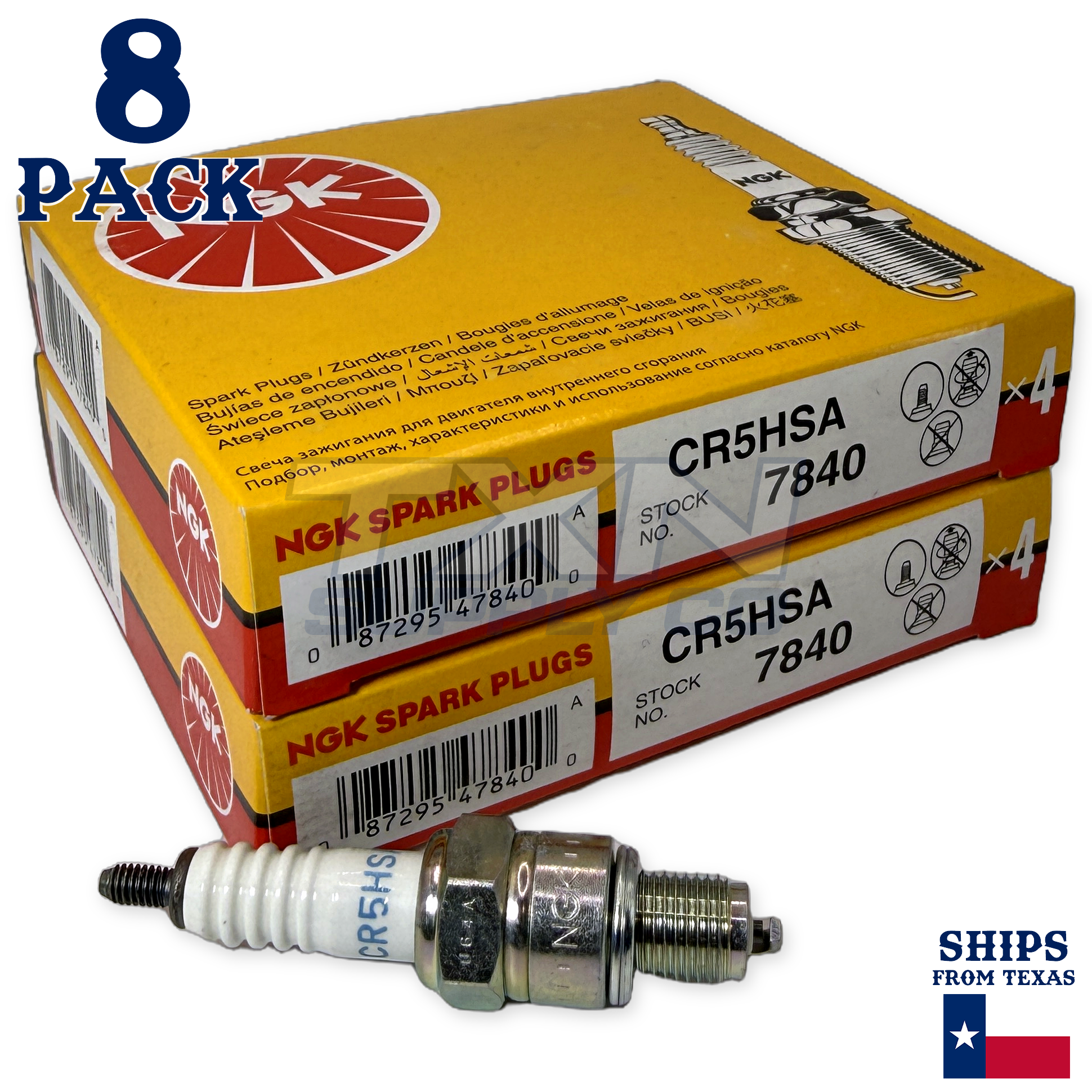 NGK 7840 CR5HSA Spark Plugs 8 Pack