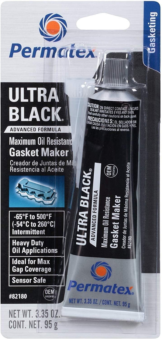Permatex 82180 Ultra Black Maximum Oil Resistance RTV Silicone Gasket Maker, 3.35 oz