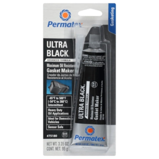 Permatex 82180 Ultra Black Maximum Oil Resistance RTV Silicone Gasket Maker, 3.35 Oz. Tube