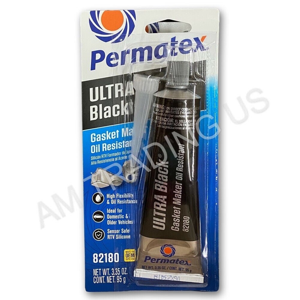 Permatex 82180 Ultra Black Maximum Oil Resistance RTV Silicone Gasket Maker 3.35oz, New Tube Design, MFG in 2020
