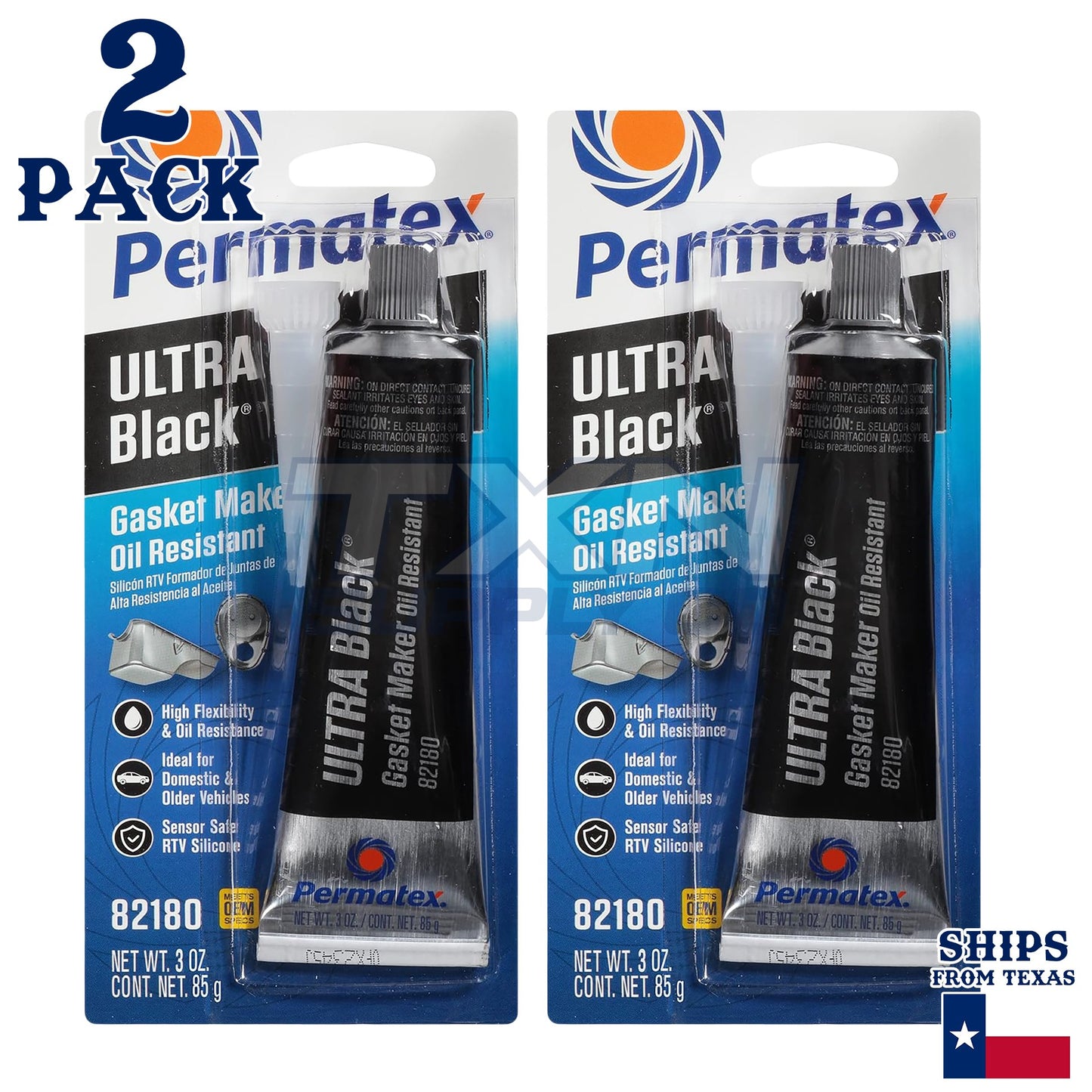 Permatex 82180 Ultra Black RTV Silicone Gasket Maker - 2 Pack