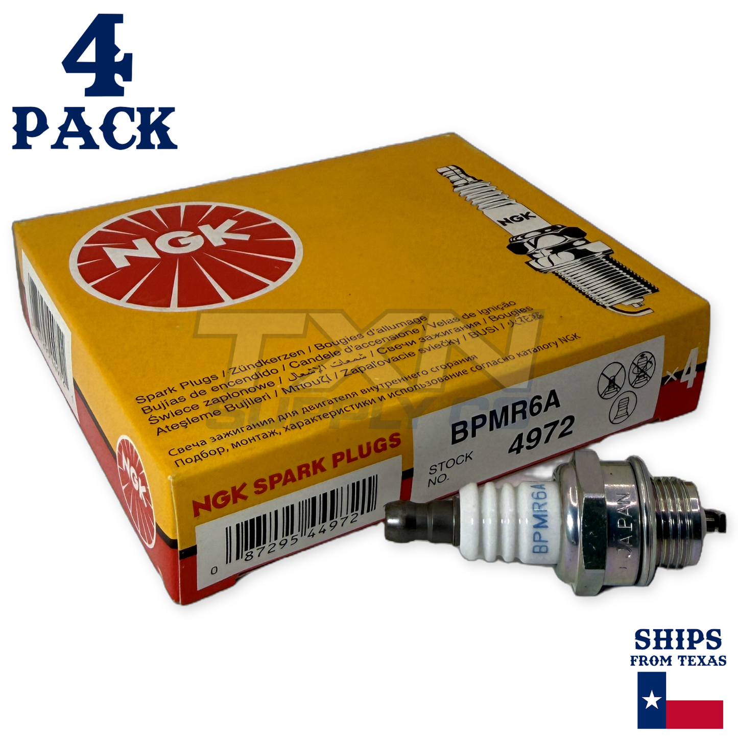 NGK 4972 Spark Plug BPMR6A - 4 Pack