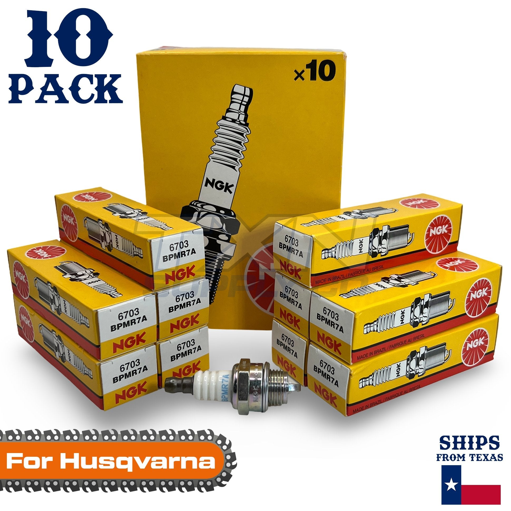 10 Pack NGK Spark Plug - For B77 Husqvarna Chainsaw
