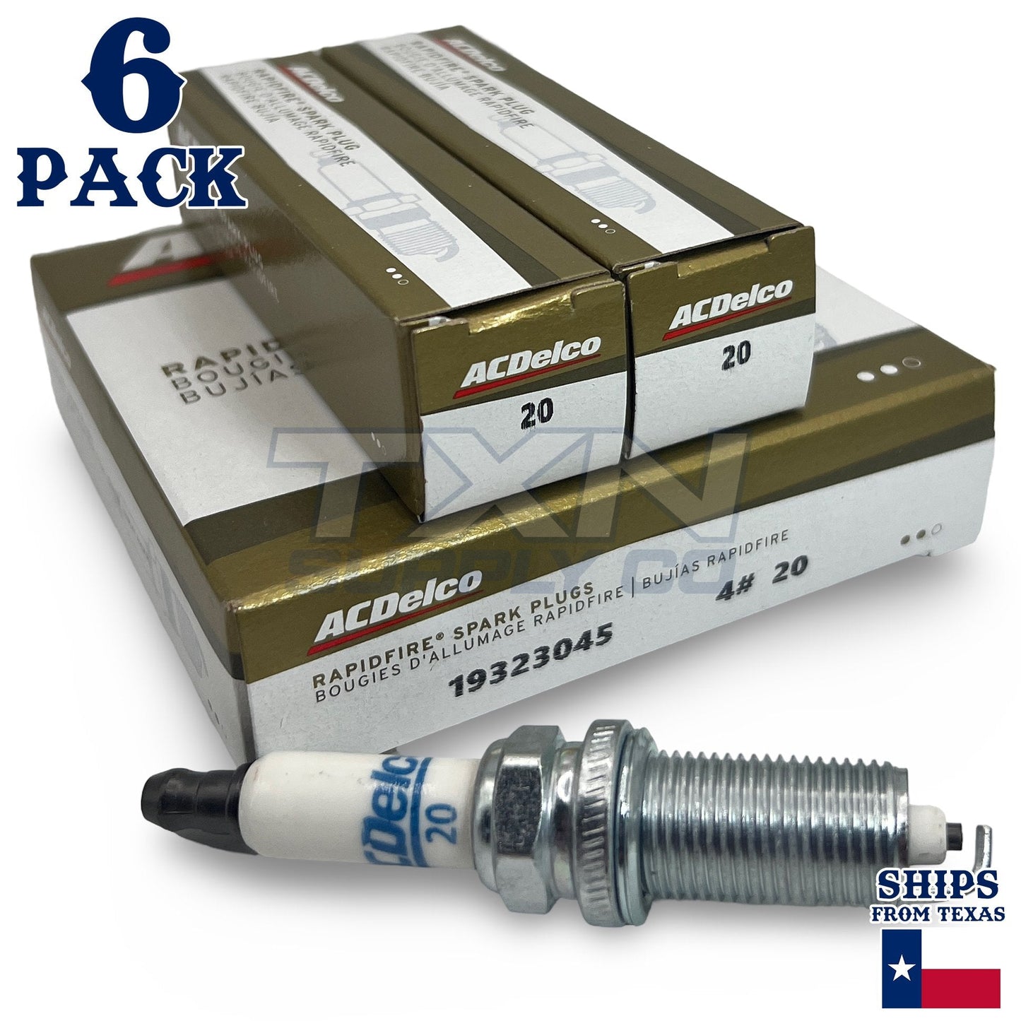 6 Pack GM ACDelco #20 RAPIDFIRE Platinum Spark Plugs 19323045