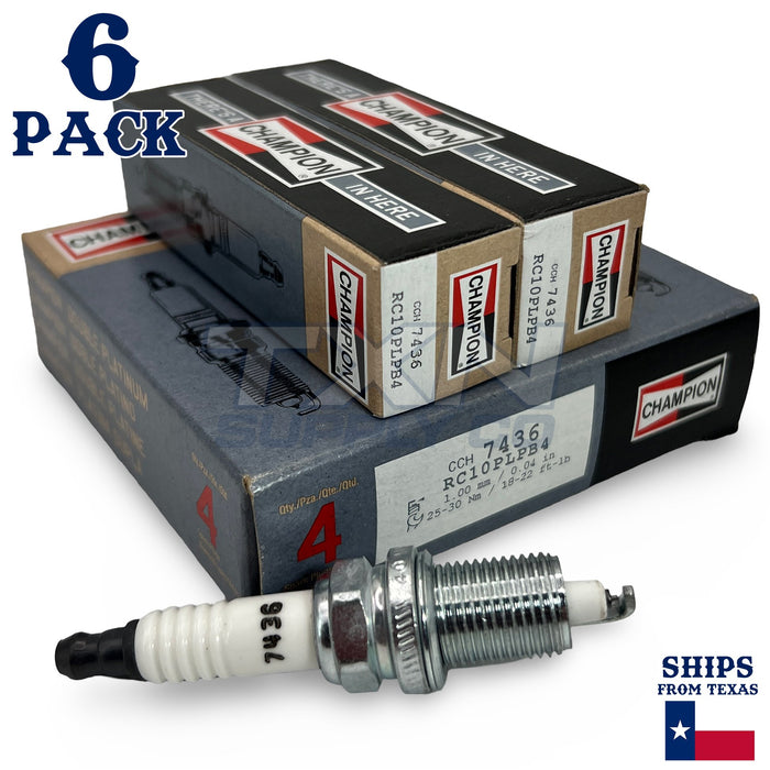 Champion 7436 Double Platinum Spark Plugs RC10PLPB4 - 6 Pack