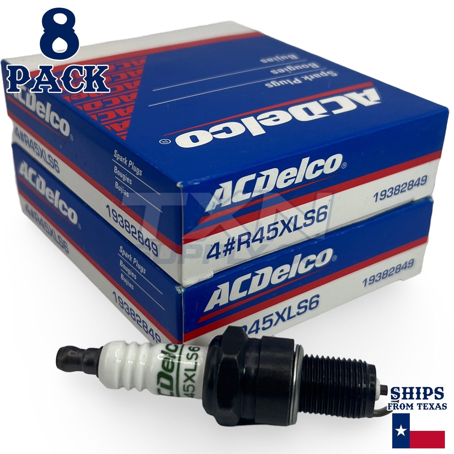 8 Pack Genuine GM ACDelco Spark Plugs R45XLS6 ps