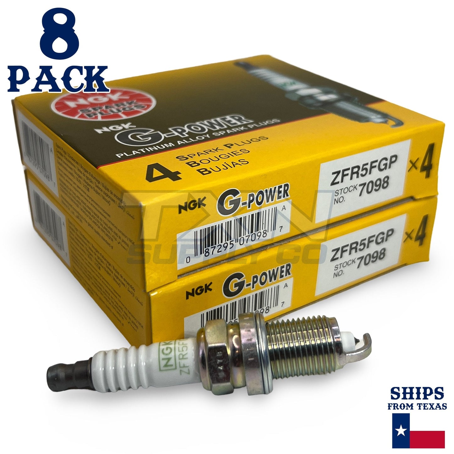8 Pack NGK G-Power 7098 Spark Plugs ZFR5FGP ps