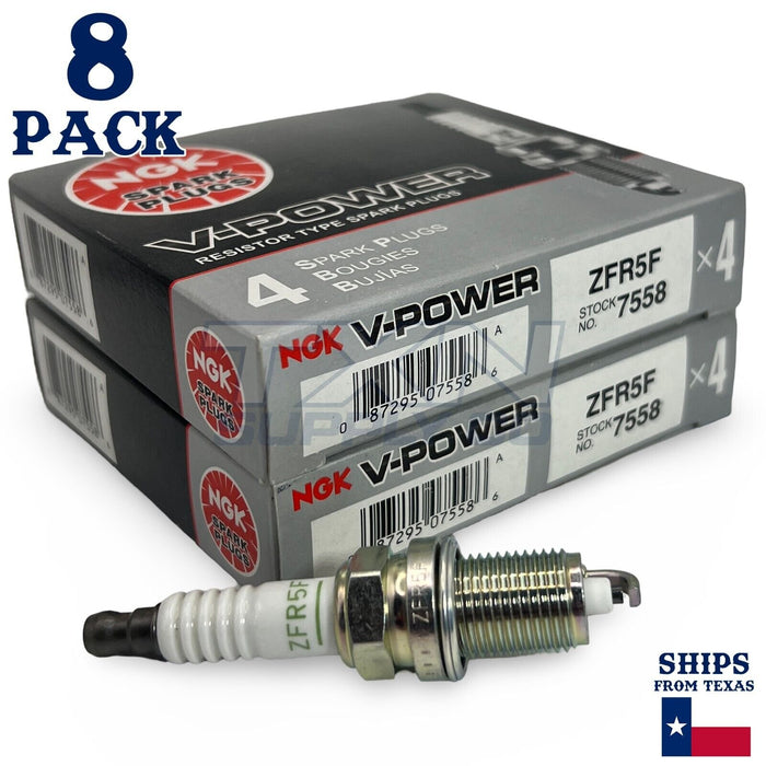 NGK 7558 V-Power Spark Plugs ZFR5F - 8 Pack