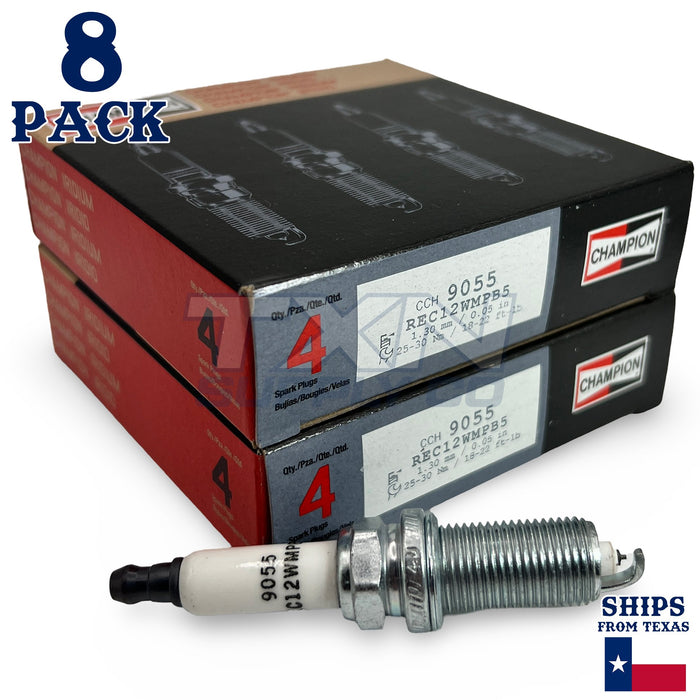 Champion 9055 Iridium Spark Plugs REC12WMPB5 - 8 Pack