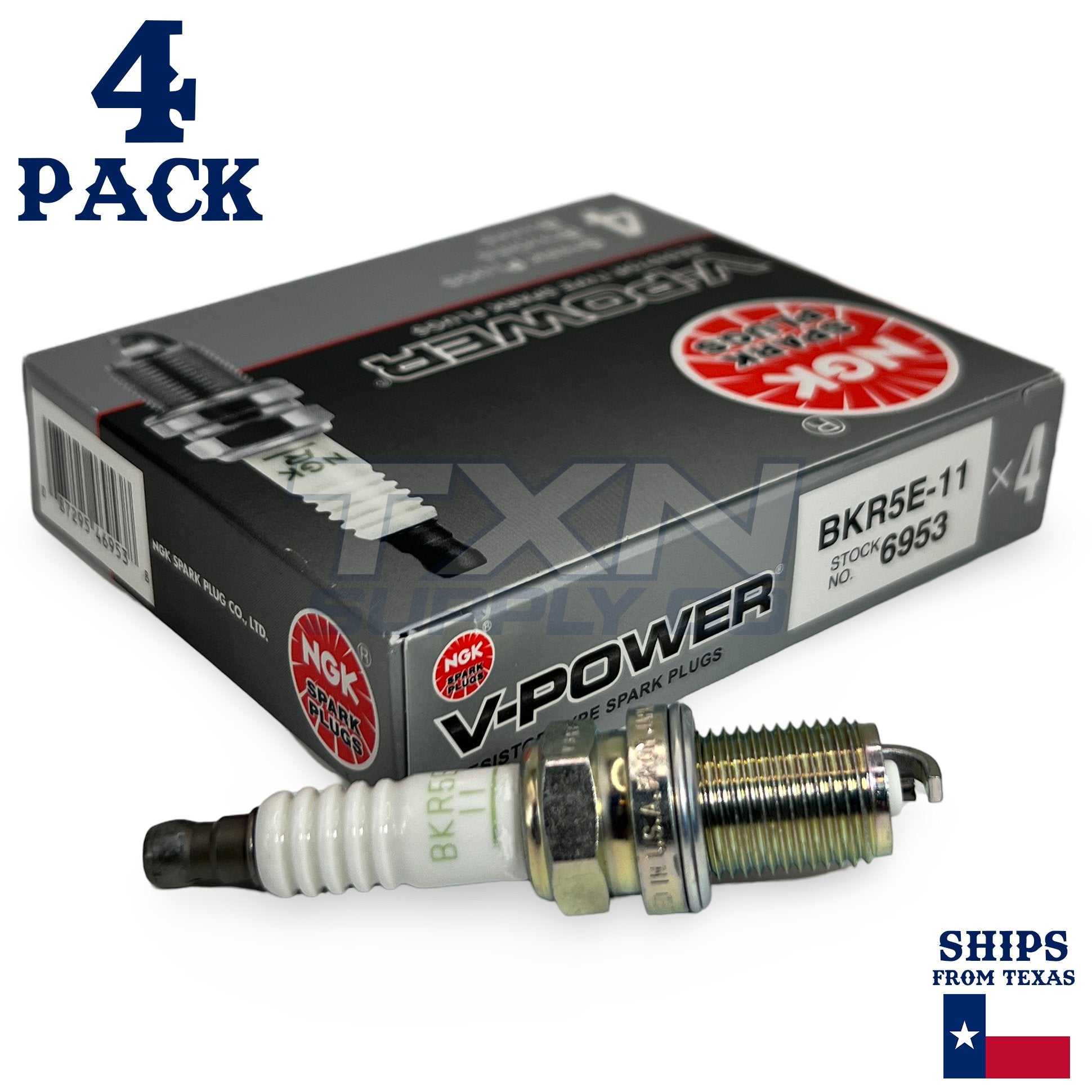 4 Pack NGK V-Power 6953 Spark Plugs BKR5E-11 ps
