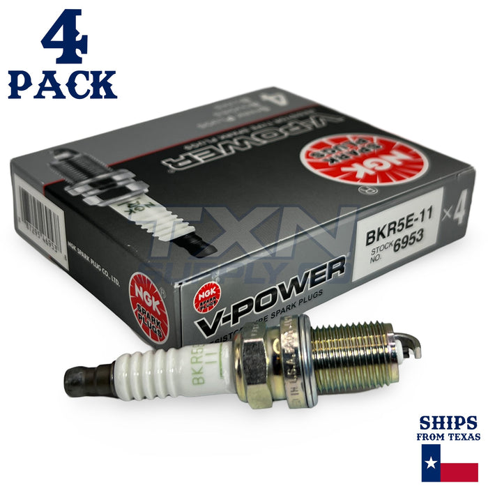 4 Pack NGK V-Power 6953 Spark Plugs BKR5E-11 ps