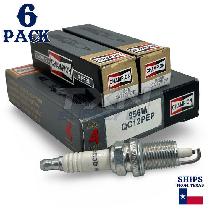 Champion 956M Copper Plus Spark Plugs QC12PEP Marine - 6 Pack