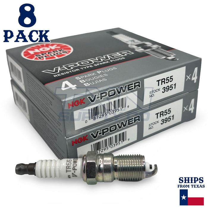 NGK 3951 TR55V-Power Spark Plugs for T20EPR-U15 T16EPR-U15 SP446 SP40 - 8 Pack