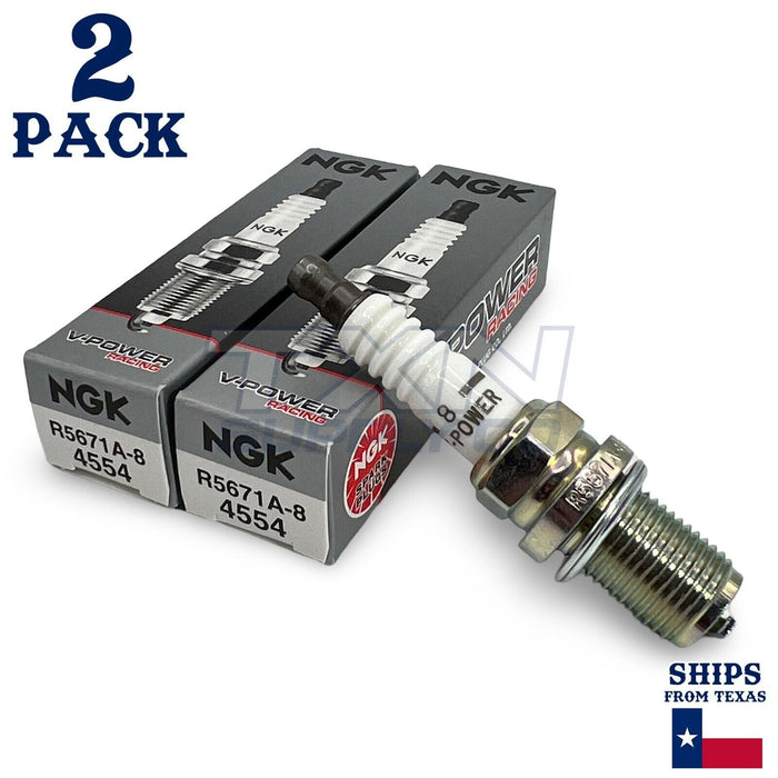 NGK R5671A-9 Racing Spark Plugs Stock 4554 Nickel Core V-Power - 2 Pack