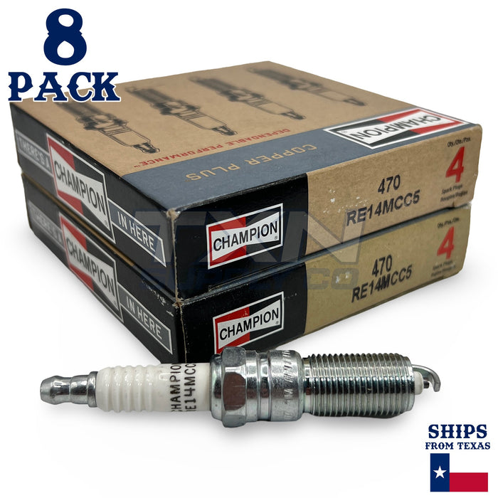 Champion 470 Copper Plus Spark Plugs RE14MCC5 - 8 Pack