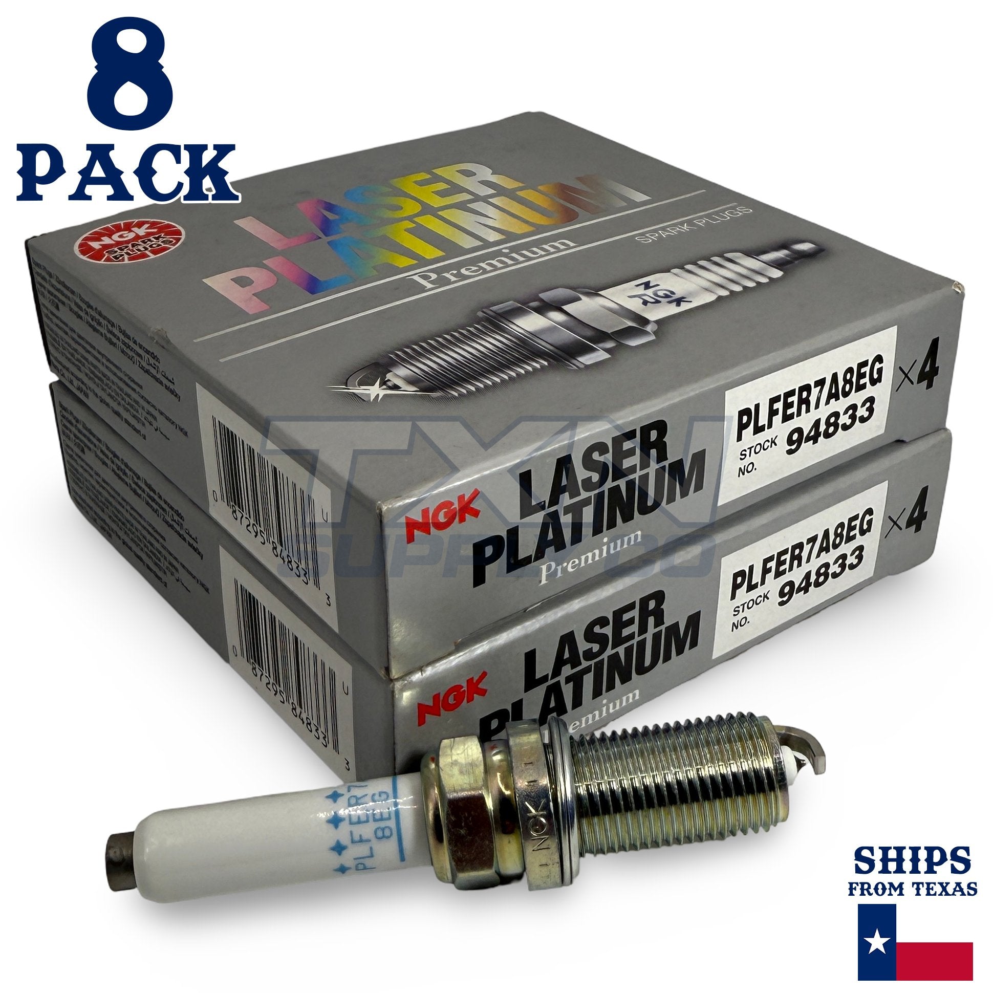8 Pack NGK V-Power 94833 Spark Plugs PLFER7A8EG ps
