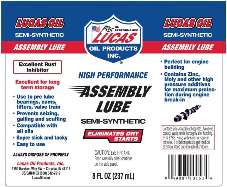 Lucas Oil 10153 High Performance Assembly Lube 8oz - 1 Pack