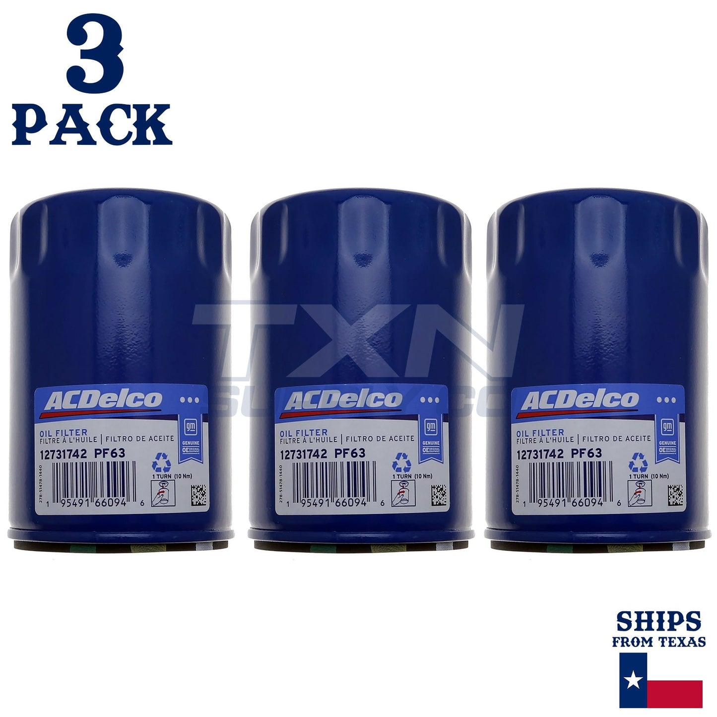 АСDеІсо PF63 PF63F GМ Engine Oil Filter 12731742 - 3 Pack