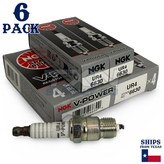 6 Pack NGK V-Power 6630 Spark Plugs UR4 ps