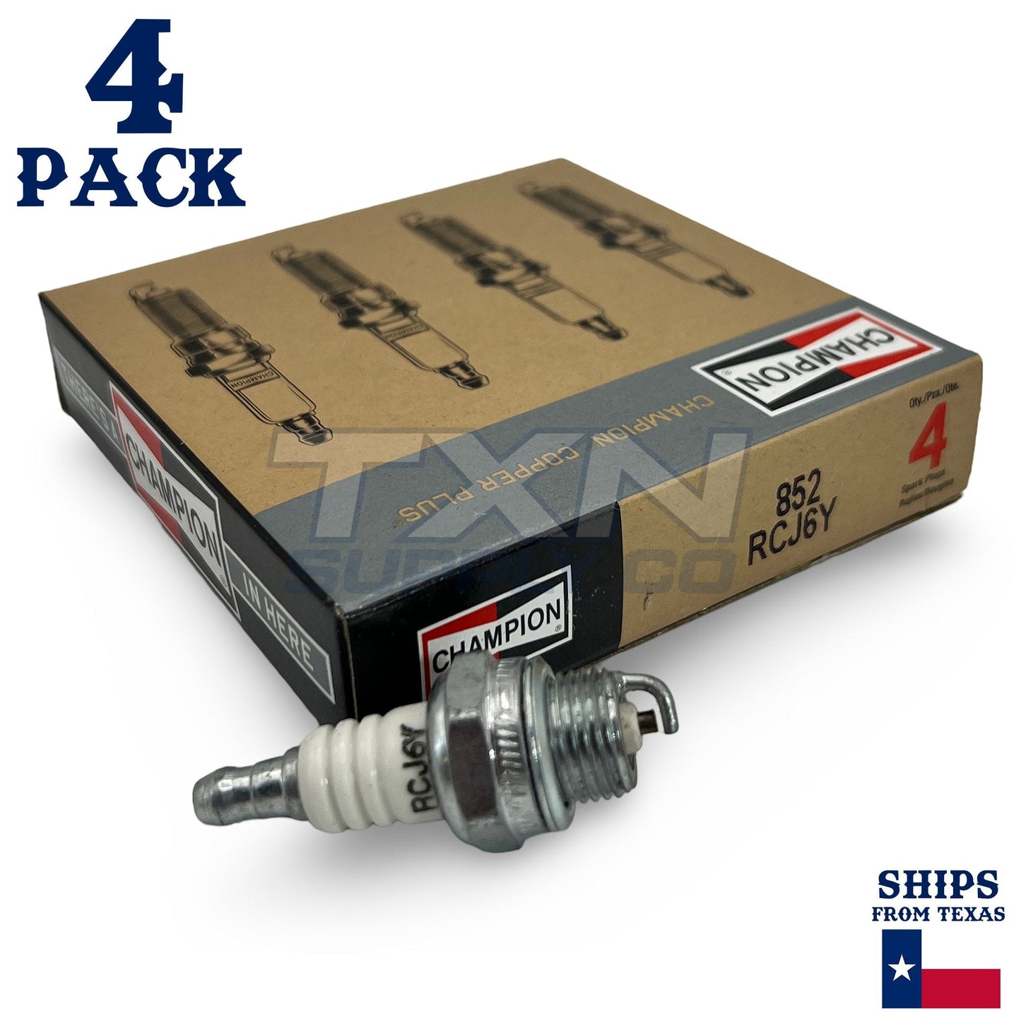 Champion 852 Copper Plus Spark Plug 852EZ RCJ6Y - 4 Pack