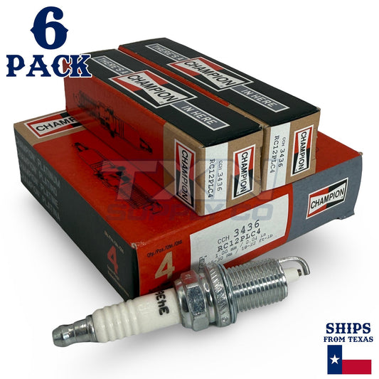 Champion 3436 Platinum Spark Plugs RC12LC4 - 6 Pack