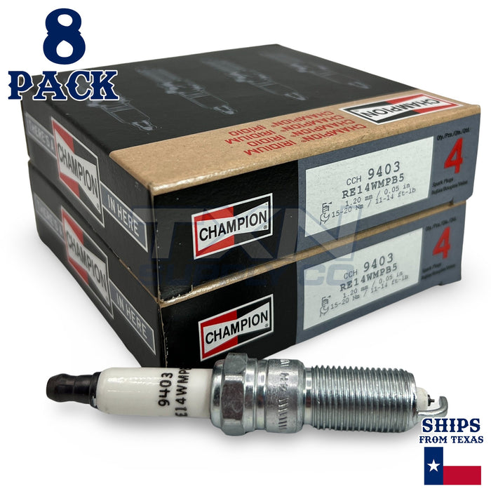 Champion 9403 Iridium Spark Plugs RE14WMPB4 - 8 Pack